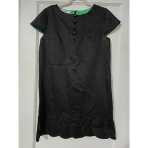 Tibi Dress Size 8 Black A Line Shift Dress Green Accents‎ Cocktail Party